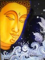 Tête de Bouddha dans les vagues bouddhisme